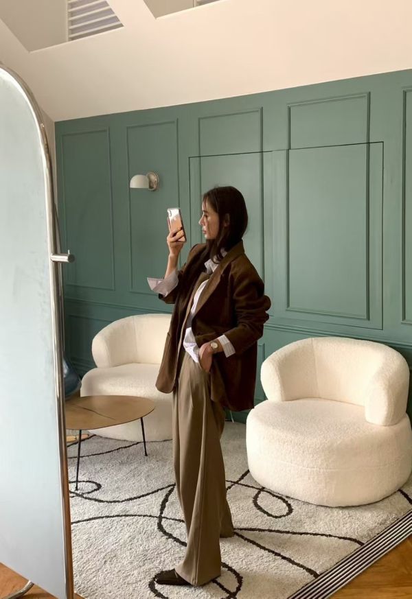 瘦瘦的附皮帶打褶西褲(4色) 