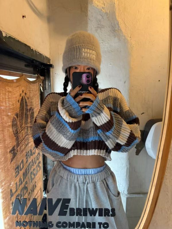 繽紛的編織秋冬-條紋針織(4色) 