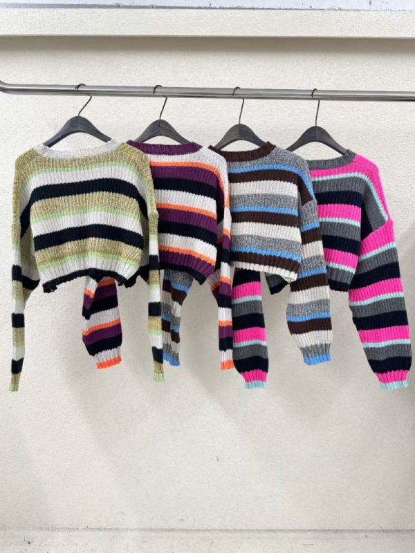 繽紛的編織秋冬-條紋針織(4色) 