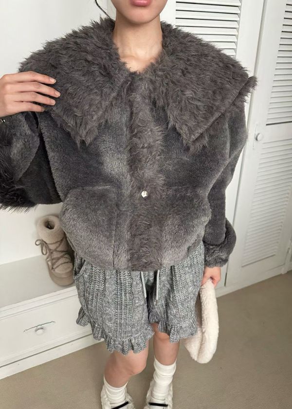 冬日柔霧感毛毛外套(2色) 