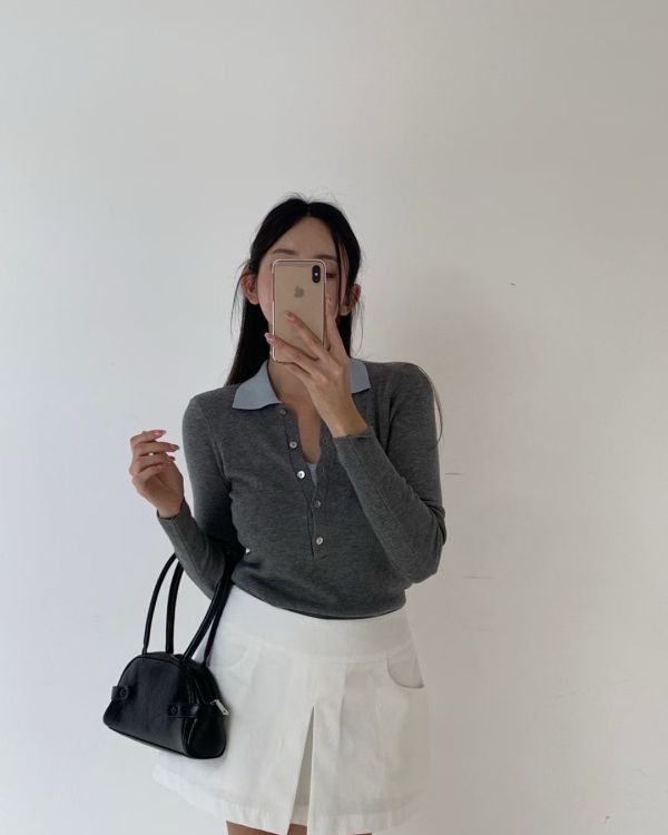 很好搭配的假兩件針織衫(3色) 