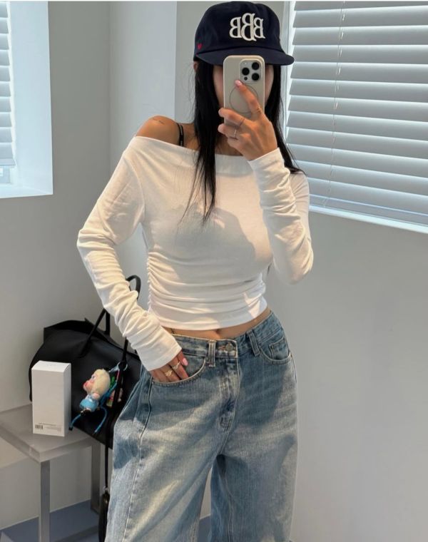 隨性又不失優雅斜肩tee(3色) 