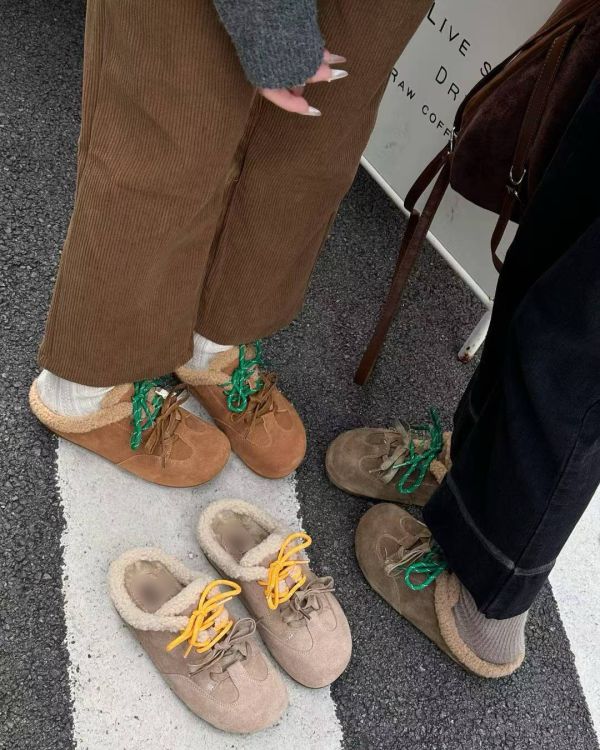 讓步伐也有溫度的麂皮毛毛懶人拖鞋(3色) 