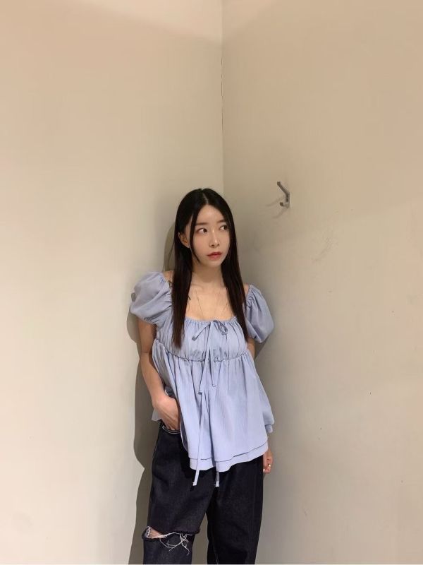 百搭渡假風小澎袖方領衫(4色) 