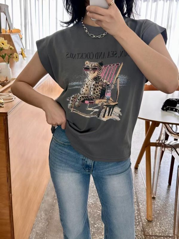 夏日微袖美式tee(3色) 