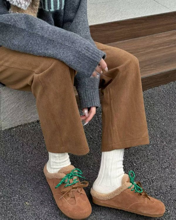 讓步伐也有溫度的麂皮毛毛懶人拖鞋(3色) 