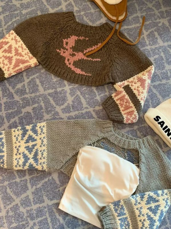 2面穿手工北歐針織羊毛衣(2色) 