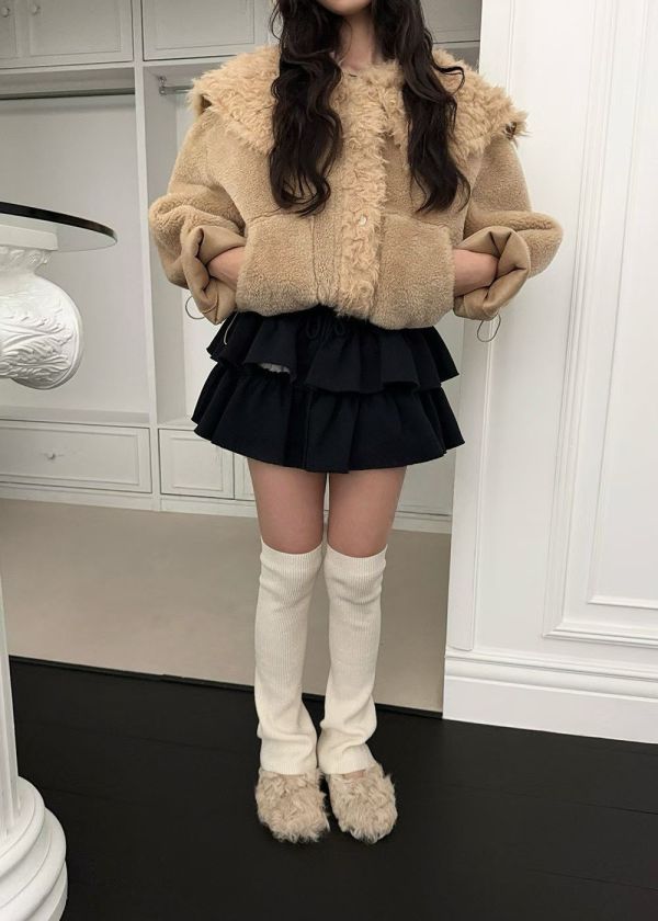 冬日柔霧感毛毛外套(2色) 