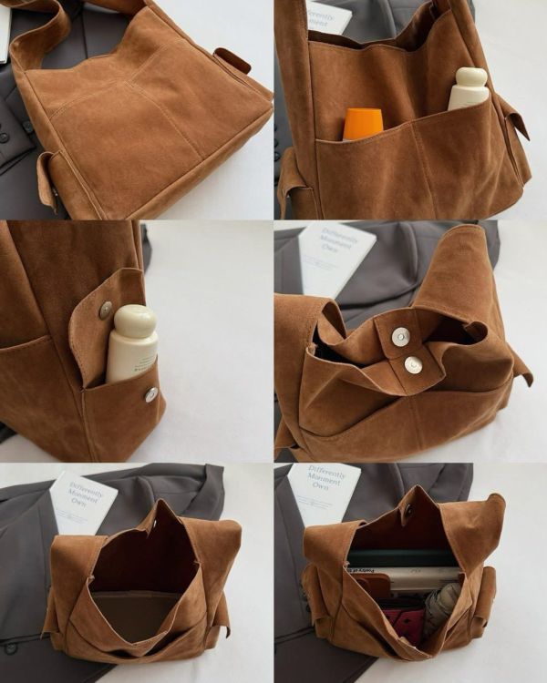 焦糖柔霧麂皮肩背包(3色) 