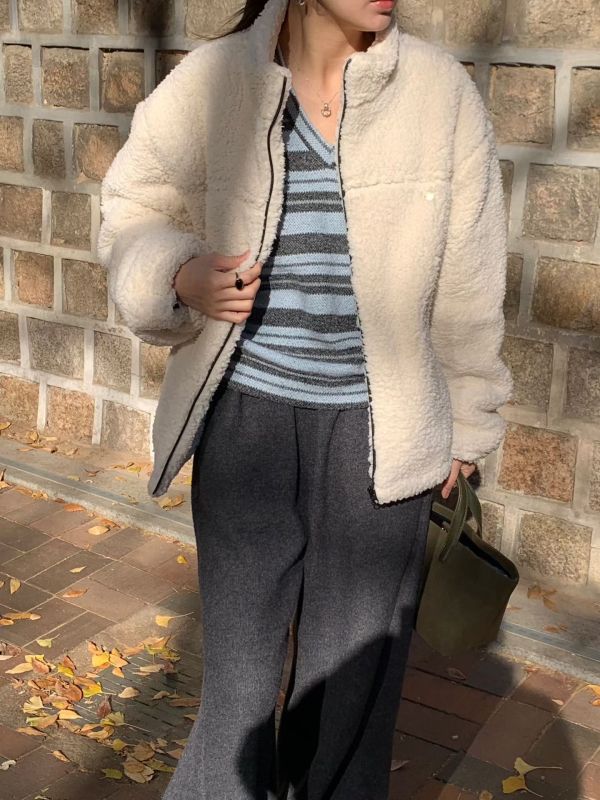 暖霧立領泰迪外套(2色) 