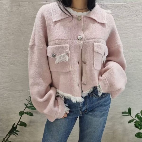 鬚邊流蘇毛呢襯衫外套(2色) 