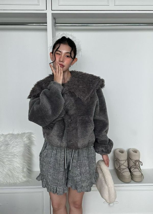 冬日柔霧感毛毛外套(2色) 