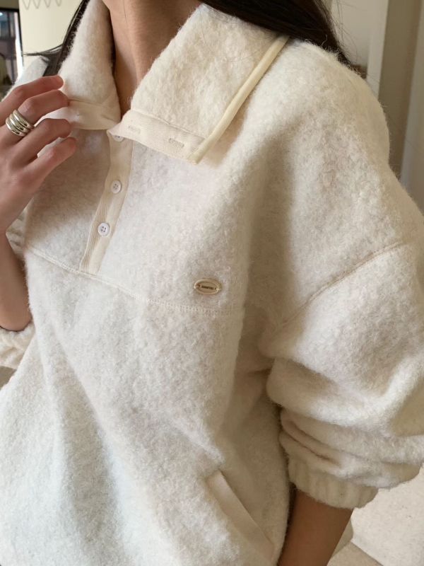 最實穿的冬季輪廓-奶油絨立領上衣(2色) 