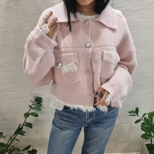 鬚邊流蘇毛呢襯衫外套(2色) 