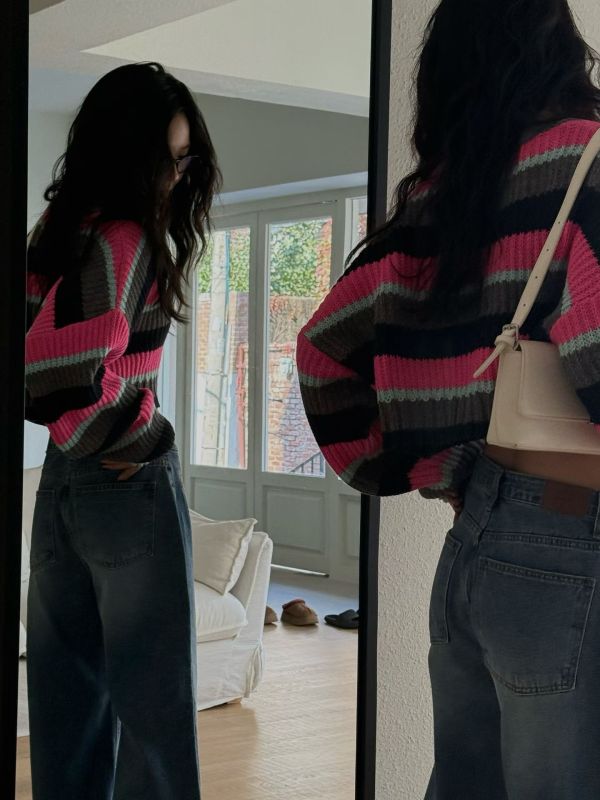 繽紛的編織秋冬-條紋針織(4色) 