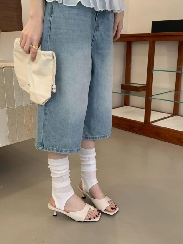 穿出乾淨又有個性-套趾低跟鞋(4色) 