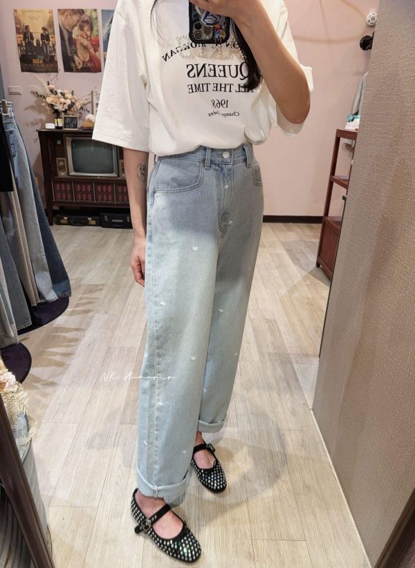 溫柔小細節愛心丹寧褲 