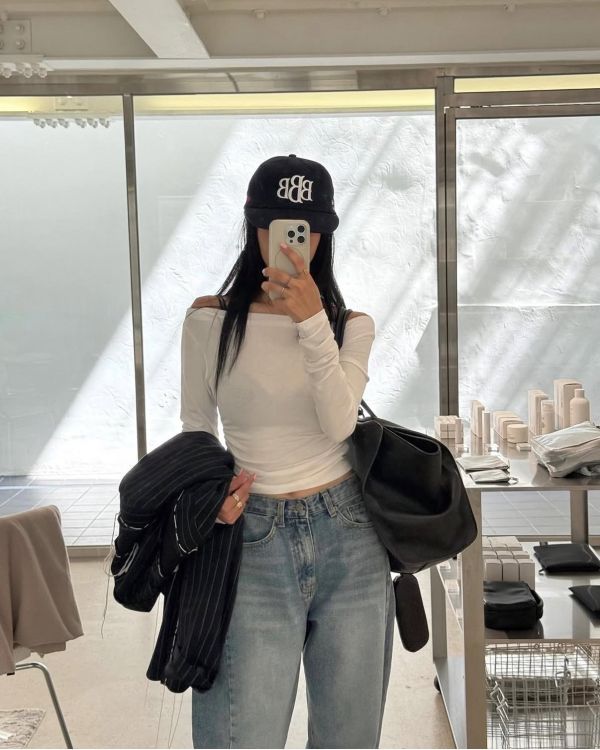 隨性又不失優雅斜肩tee(3色) 