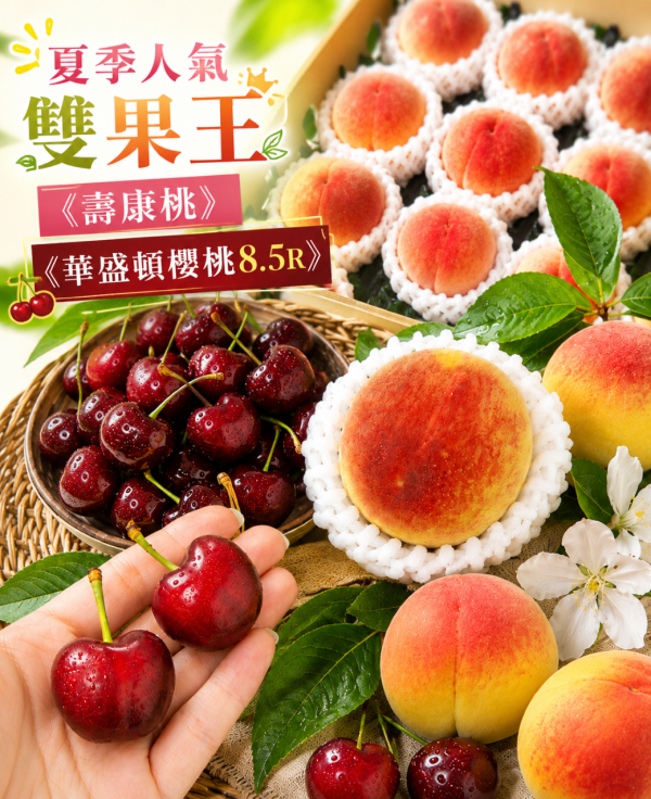 夏季人氣雙果王《壽康桃》《華盛頓櫻桃8.5R》 