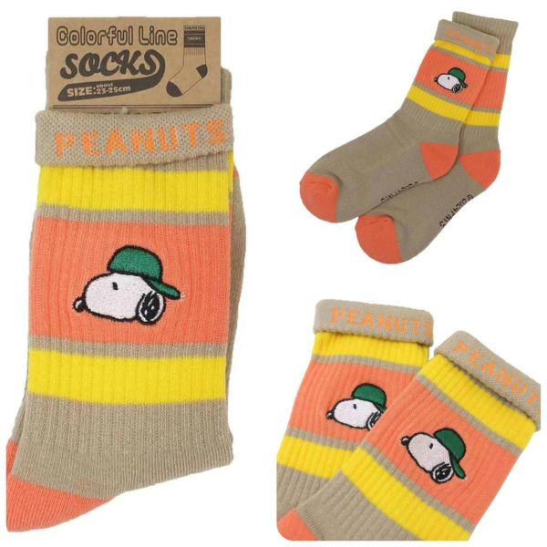 PEANUTS 美式復古彩色條紋長襪 