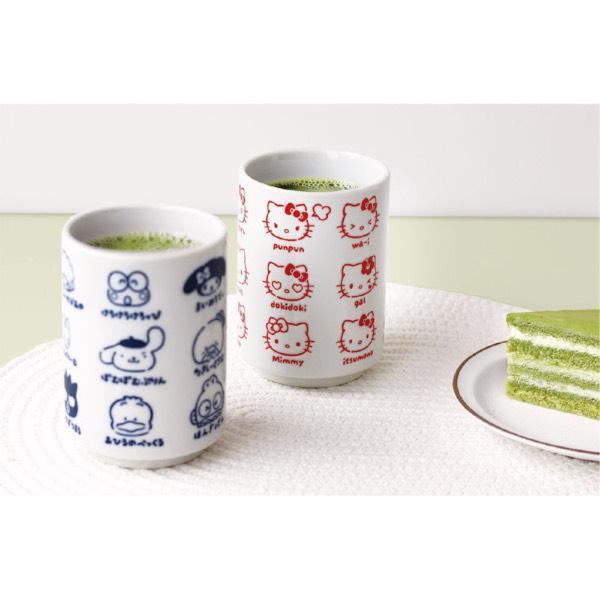 sanrio kitty滿版大臉表情紅圖騰陶瓷茶杯 