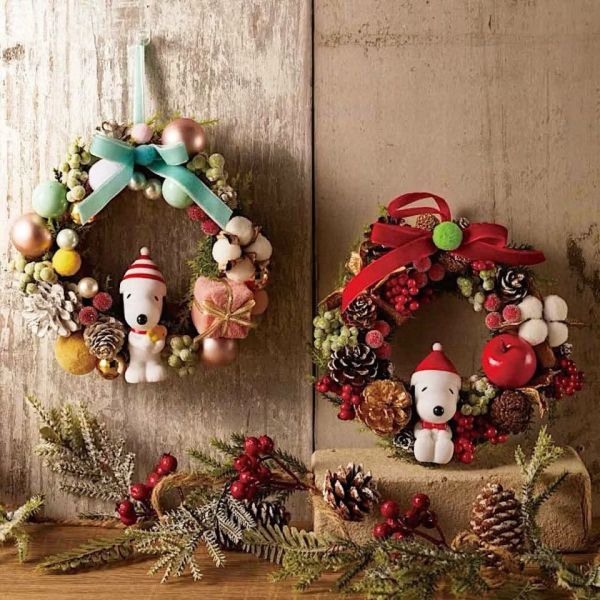 SNOOPY 聖誕小樹＆花圈擺飾組 