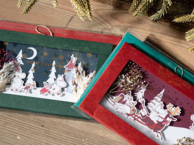 姆明乾燥花立體聖誕卡 