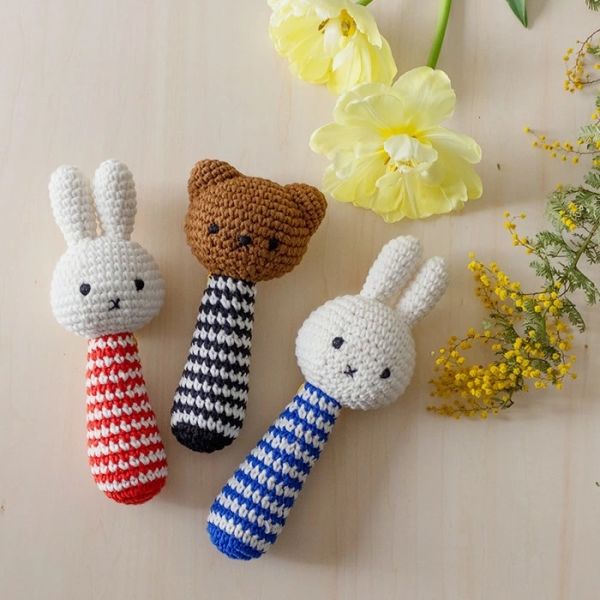 JUST DUTCH 米菲手工編織嬰兒手搖鈴 (紅) 