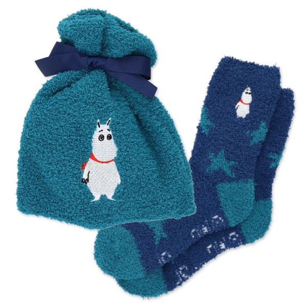 MOOMIN 絨毛襪收納束口袋組 