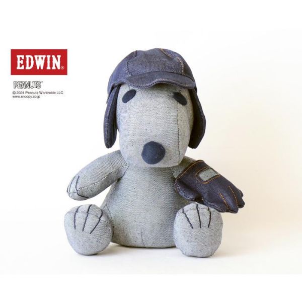 EDWINxSnoopy 棒球裝牛仔布玩偶S 