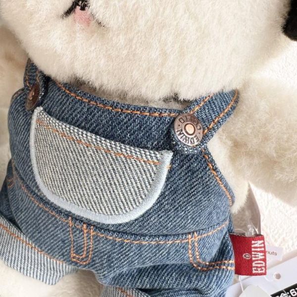 EDWIN X PEANUTS 丹寧吊帶褲史努比/歐拉夫玩偶 