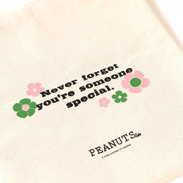 PEANUTS Cafe 限定款 自然花卉帆布袋 