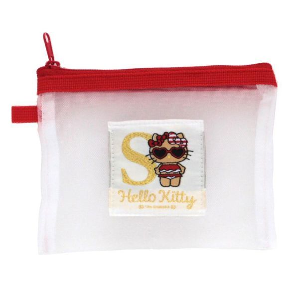 Sanrio Kitty金絲字母網狀扁平收納包 