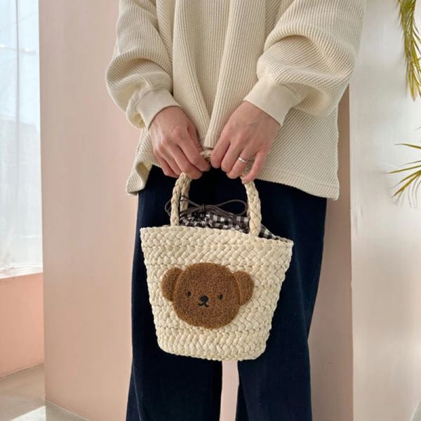 Heming's 米菲&Boris刺繡草編手提包 