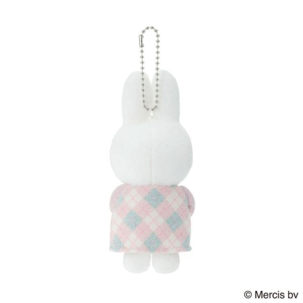 MIFFY CHECK｜菱格紋抱熊絨毛吊飾 