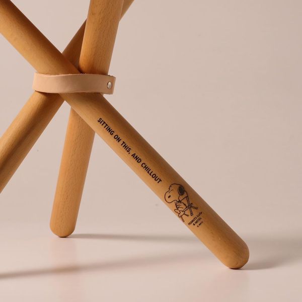 PEANUTS cafe 原木皮製露營凳 