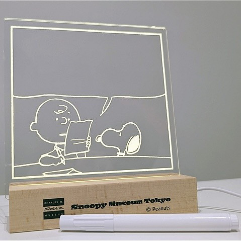 Museum 史努比&查理布朗LED燈木座透明留言板 