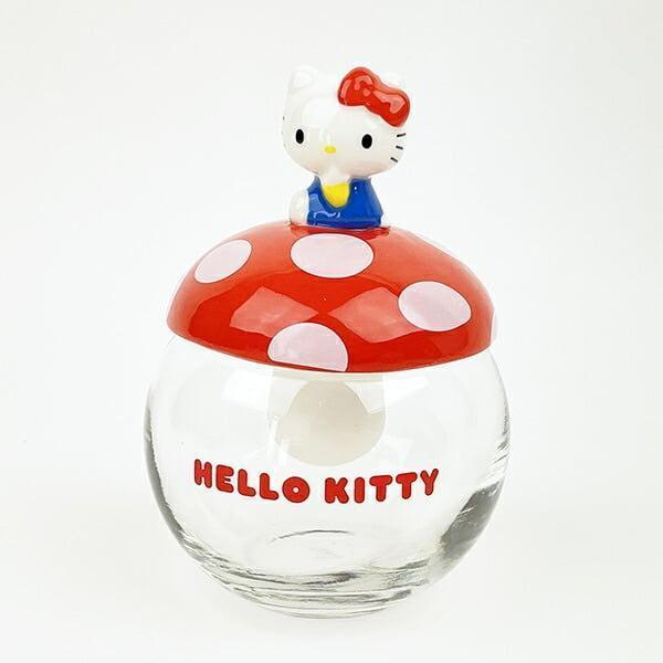Hello Kitty 蘑菇玻璃收納罐 