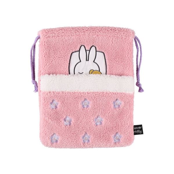 Flower Miffy 蓬鬆棉被造型粉色束口袋 