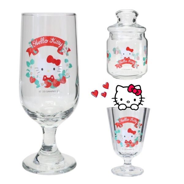 Hello Kitty  草莓系列玻璃杯具/儲物罐 