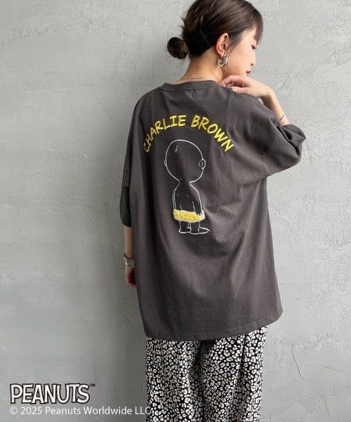 PEANUTS x JEANS FACTORY 特別訂製 查理布朗刺繡T恤 (灰款) 