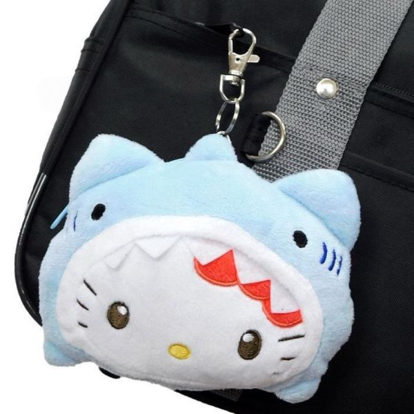 Sanrio Kitty鯊魚大頭玩偶伸縮卡套零錢包 