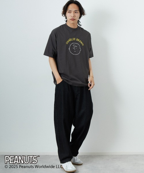PEANUTS x JEANS FACTORY 特別訂製 查理布朗刺繡T恤 (灰款) 