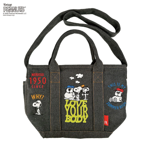 Rootote史努比刺繡再生棉兩用手提包 