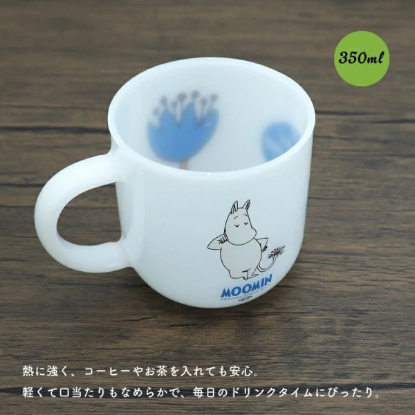 Moomin 花朵乳白耐熱玻璃馬克杯 350ml 