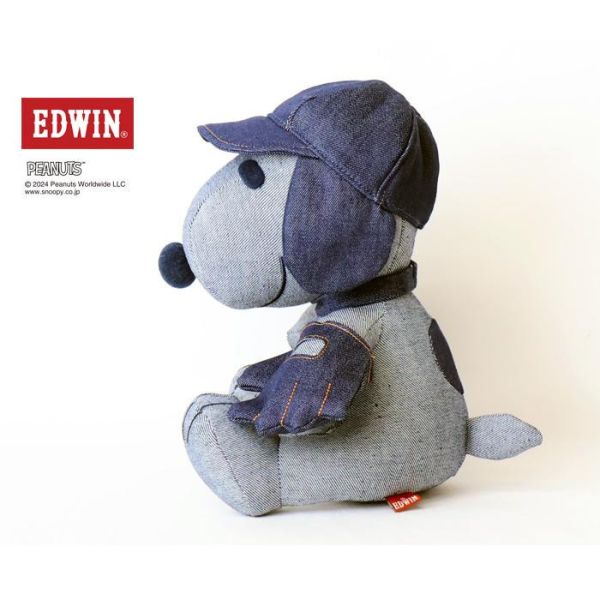 EDWINxSnoopy 棒球裝牛仔布玩偶S 