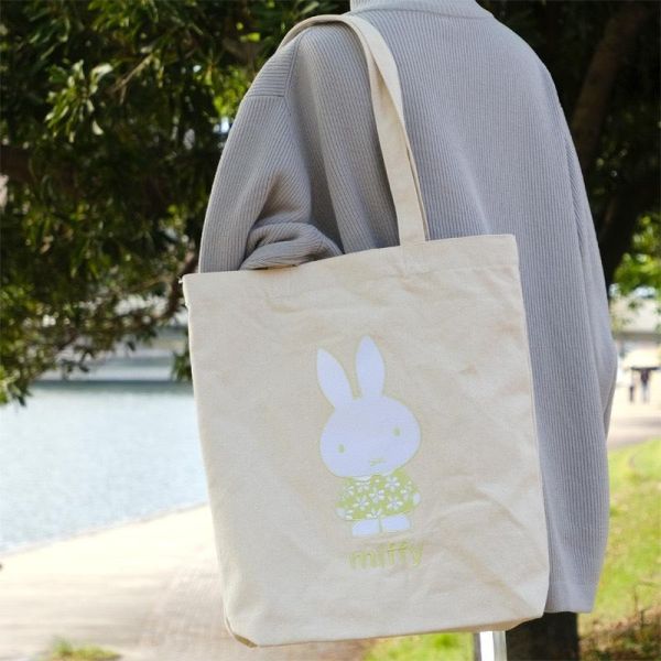 miffy 淡雅花朵刺繡帆布托特包 