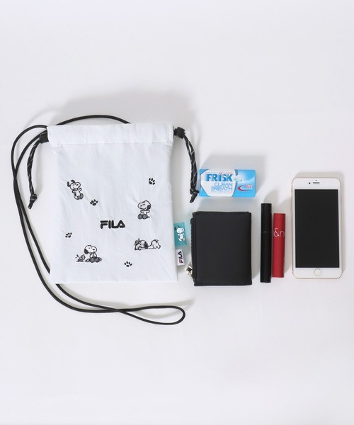 SNOOPY × FILA 刺繍迷你巾著包 (三色) 