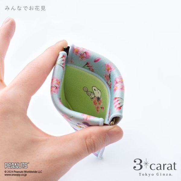 3carat x Snoopy 櫻花系列 彈簧迷你收納袋 