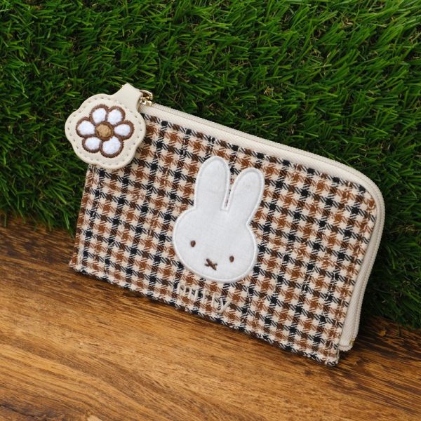 MIFFY 格紋系列 刺繡L型卡片收納夾 